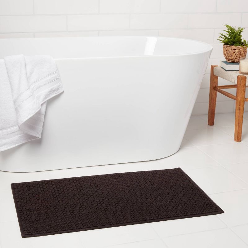 slide 2 of 3, 20"x34" Antimicrobial Bath Rug Washed Black - Threshold™: Cotton Jacquard, OEKO-TEX Certified, Machine Washable, 1 ct