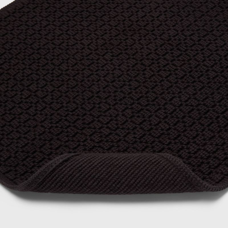 slide 3 of 3, 20"x34" Antimicrobial Bath Rug Washed Black - Threshold™: Cotton Jacquard, OEKO-TEX Certified, Machine Washable, 1 ct