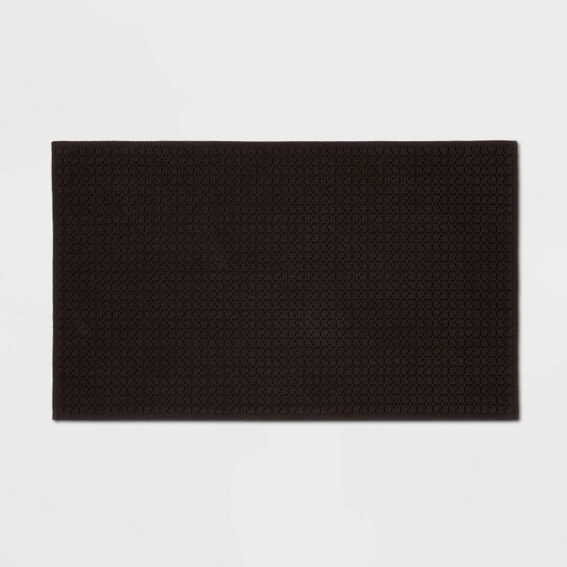 slide 1 of 3, 20"x34" Antimicrobial Bath Rug Washed Black - Threshold™: Cotton Jacquard, OEKO-TEX Certified, Machine Washable, 1 ct