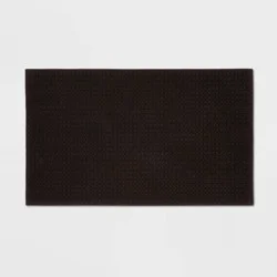 20"x34" Antimicrobial Bath Rug Washed Black - Threshold™: Cotton Jacquard, OEKO-TEX Certified, Machine Washable