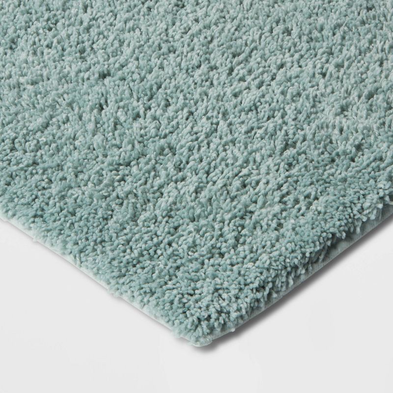 slide 3 of 4, 23"x37" Antimicrobial Bath Rug Aqua - Threshold™: Machine Washable, Latex Backed, Tufted Polyester, 1 ct