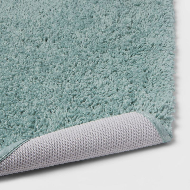 slide 4 of 4, 23"x37" Antimicrobial Bath Rug Aqua - Threshold™: Machine Washable, Latex Backed, Tufted Polyester, 1 ct