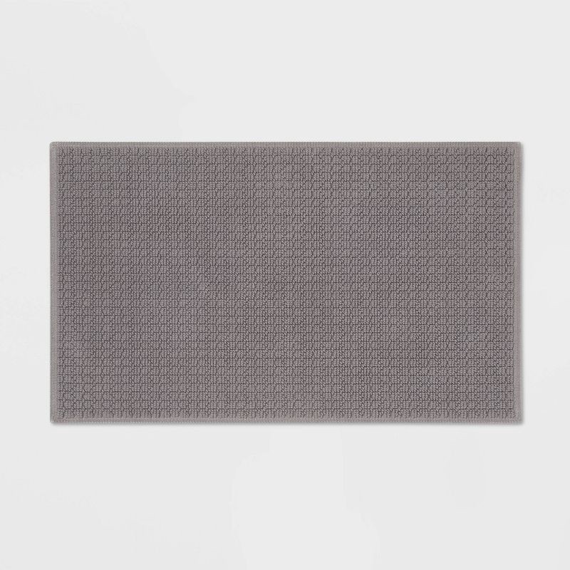 slide 1 of 3, 20"x34" Antimicrobial Bath Rug Dark Gray - Threshold™ : Cotton Jacquard, Low Pile, OEKO-TEX Certified, 1 ct