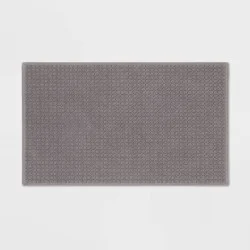 20"x34" Antimicrobial Bath Rug Dark Gray - Threshold™ : Cotton Jacquard, Low Pile, OEKO-TEX Certified