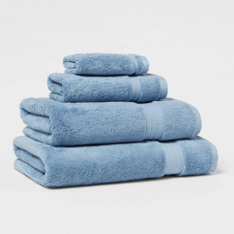 slide 4 of 5, Total Fresh Antimicrobial Hand Towel Blue - Threshold™: 100% Cotton, Low Lint, Machine Washable, Terry Cloth, 1 ct