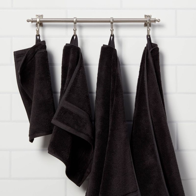 slide 2 of 5, Total Fresh Antimicrobial Oversized Bath Towel Black - Threshold™: Cotton Terry, Low Lint, Machine Washable, 1 ct
