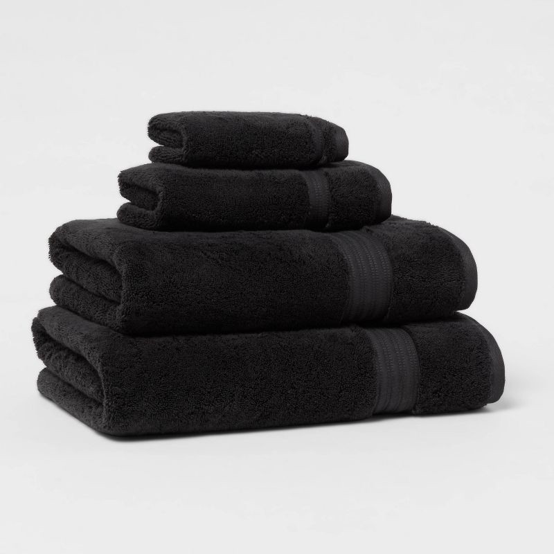 slide 4 of 5, Total Fresh Antimicrobial Oversized Bath Towel Black - Threshold™: Cotton Terry, Low Lint, Machine Washable, 1 ct