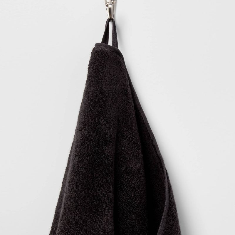 slide 5 of 5, Total Fresh Antimicrobial Oversized Bath Towel Black - Threshold™: Cotton Terry, Low Lint, Machine Washable, 1 ct