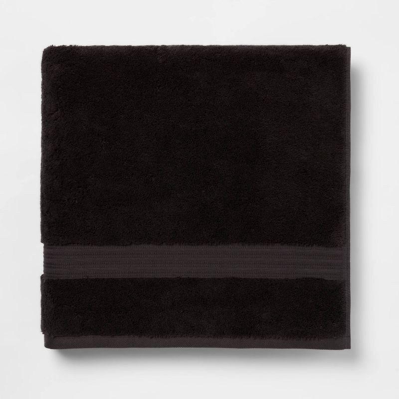 slide 1 of 5, Total Fresh Antimicrobial Oversized Bath Towel Black - Threshold™: Cotton Terry, Low Lint, Machine Washable, 1 ct