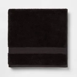 Total Fresh Antimicrobial Oversized Bath Towel Black - Threshold™: Cotton Terry, Low Lint, Machine Washable