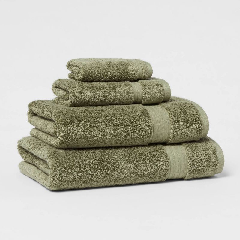 slide 4 of 5, Total Fresh Antimicrobial Hand Towel Olive Green - Threshold™: 100% Cotton, Low Lint, Machine Washable, 28"x16", 1 ct