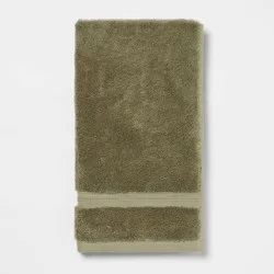 Total Fresh Antimicrobial Hand Towel Olive Green - Threshold™: 100% Cotton, Low Lint, Machine Washable, 28"x16"
