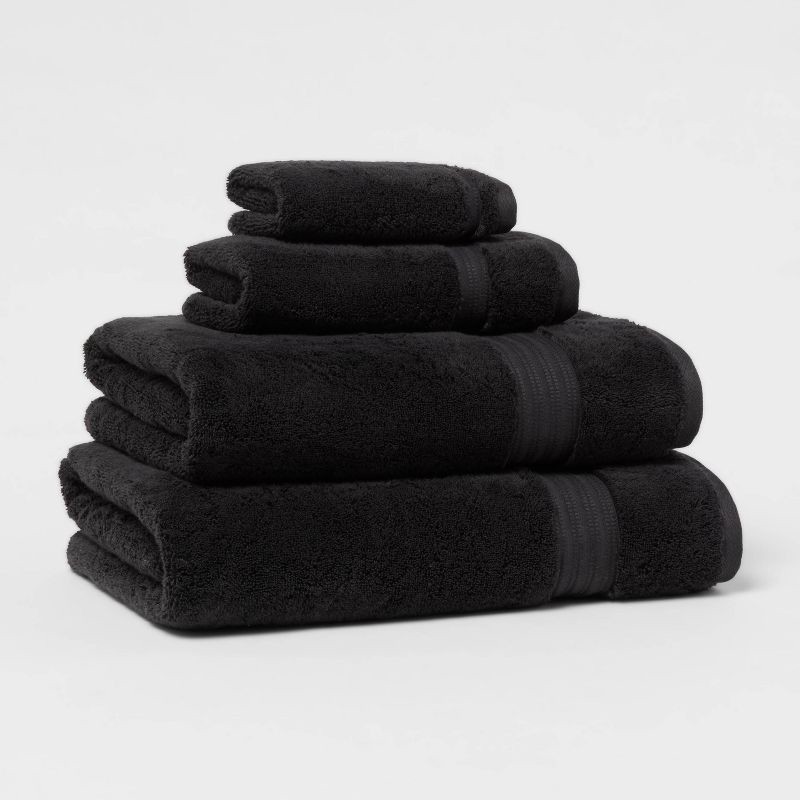 slide 4 of 5, Total Fresh Antimicrobial Hand Towel Black - Threshold™: Cotton Terry, Low Lint, Machine Washable, 550-800 GSM, 1 ct