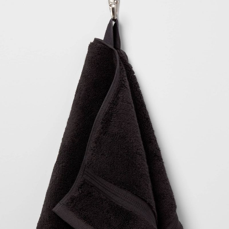 slide 5 of 5, Total Fresh Antimicrobial Hand Towel Black - Threshold™: Cotton Terry, Low Lint, Machine Washable, 550-800 GSM, 1 ct