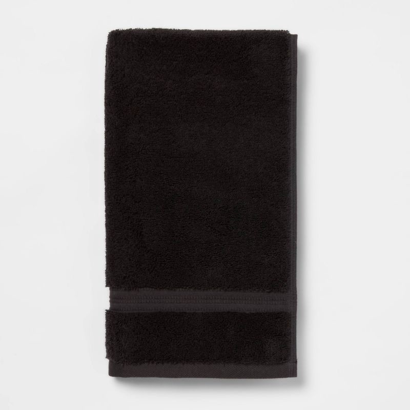slide 1 of 5, Total Fresh Antimicrobial Hand Towel Black - Threshold™: Cotton Terry, Low Lint, Machine Washable, 550-800 GSM, 1 ct