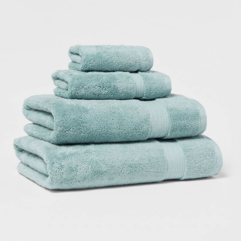 slide 4 of 5, Total Fresh Antimicrobial Hand Towel Aqua - Threshold™: 100% Cotton, Low Lint, Machine Washable, 550-800 GSM, 1 ct