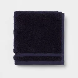Total Fresh Antimicrobial Washcloth Navy - Threshold™: 100% Cotton, Low Lint, Machine Washable, 13"x13"