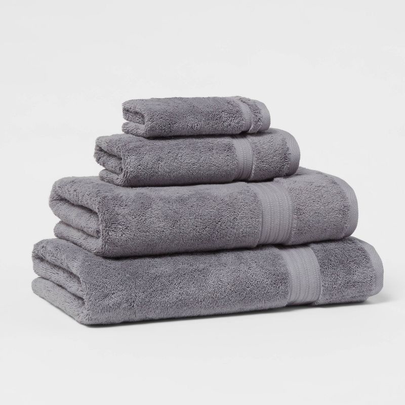 slide 4 of 5, Total Fresh Antimicrobial Washcloth Dark Gray - Threshold™: 100% Cotton, Low Lint, Heavyweight Terry Cloth, 1 ct