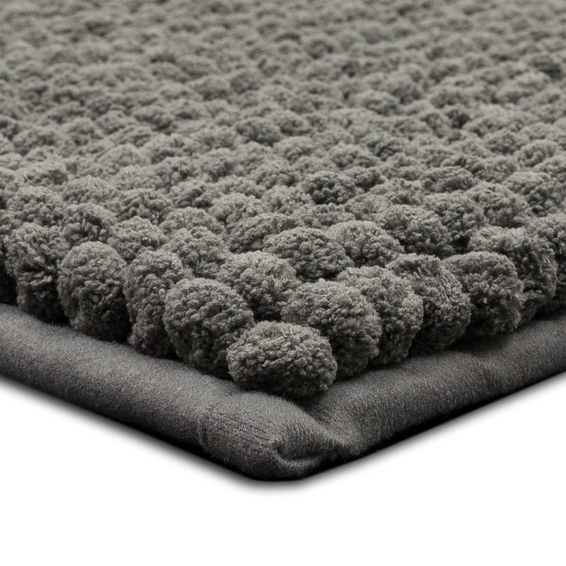 slide 5 of 7, 17"x24" Chunky Chenille Cushion Foam Bath Rug Dark Gray - Room Essentials™: Tufted Polyester, Machine Washable, 1 ct