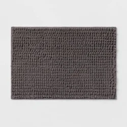 17"x24" Chunky Chenille Cushion Foam Bath Rug Dark Gray - Room Essentials™