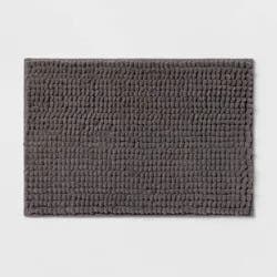 17"x24" Chunky Chenille Cushion Foam Bath Rug Dark Gray - Room Essentials™