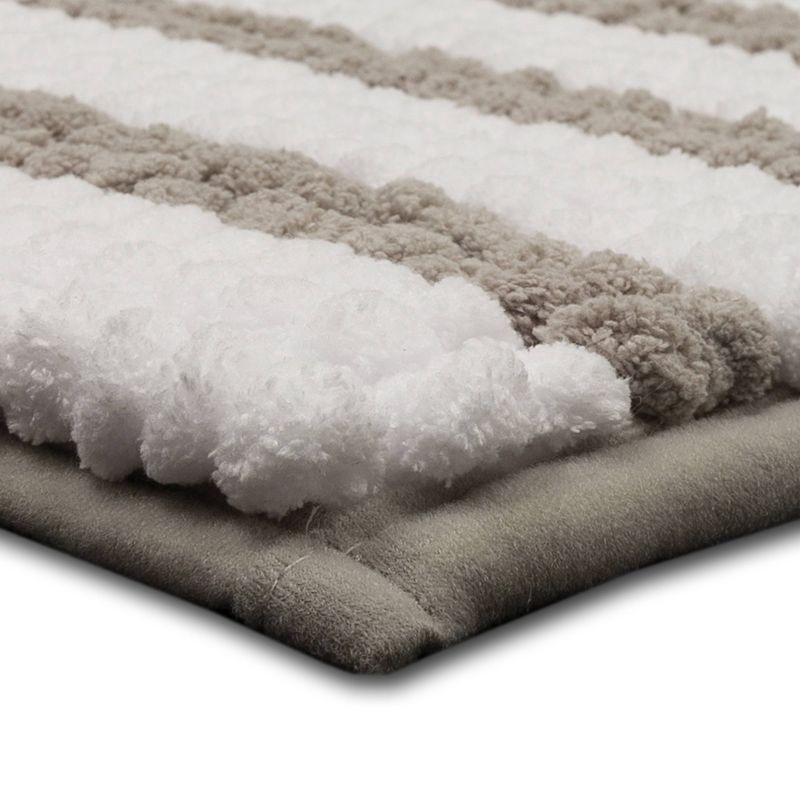 slide 5 of 7, 17"x24" Chunky Chenille Cushion Foam Bath Rug Light Gray Stripe - Room Essentials™: Tufted Memory Foam, PVC Backing, Machine Washable, 1 ct
