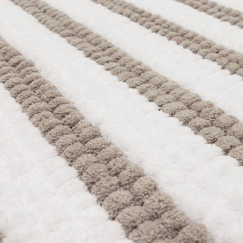 slide 6 of 7, 17"x24" Chunky Chenille Cushion Foam Bath Rug Light Gray Stripe - Room Essentials™: Tufted Memory Foam, PVC Backing, Machine Washable, 1 ct