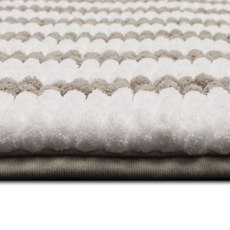 slide 7 of 7, 17"x24" Chunky Chenille Cushion Foam Bath Rug Light Gray Stripe - Room Essentials™: Tufted Memory Foam, PVC Backing, Machine Washable, 1 ct