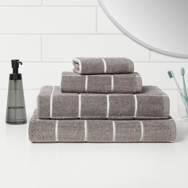 slide 2 of 4, Everyday Oversized Grid Bath Towel Dark Gray - Room Essentials™, 1 ct