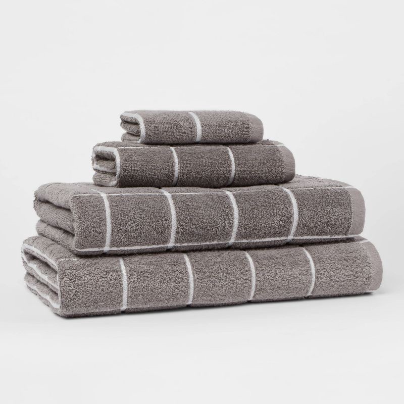 slide 4 of 4, Everyday Oversized Grid Bath Towel Dark Gray - Room Essentials™, 1 ct