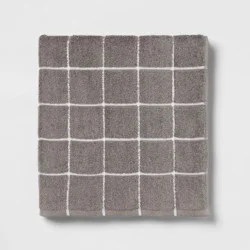 Everyday Oversized Grid Bath Towel Dark Gray - Room Essentials™