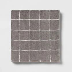 Everyday Oversized Grid Bath Towel Dark Gray - Room Essentials™