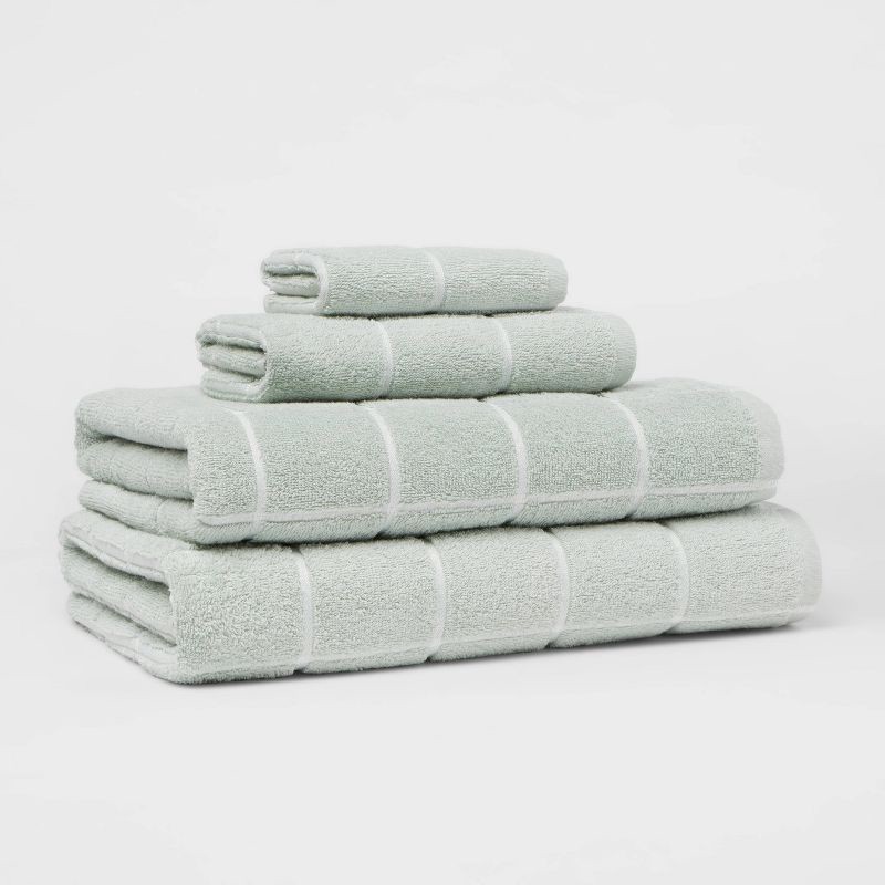 slide 4 of 4, Everyday Grid Bath Towel Mint - Room Essentials™: Cotton-Polyester Blend, Low Lint, Fade-Resistant, OEKO-TEX Certified, 1 ct