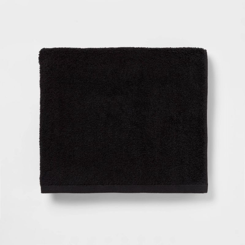 slide 1 of 4, Everyday Bath Towel Black - Room Essentials™: Midweight Cotton, Machine Washable, Low Lint, OEKO-TEX Certified, 1 ct