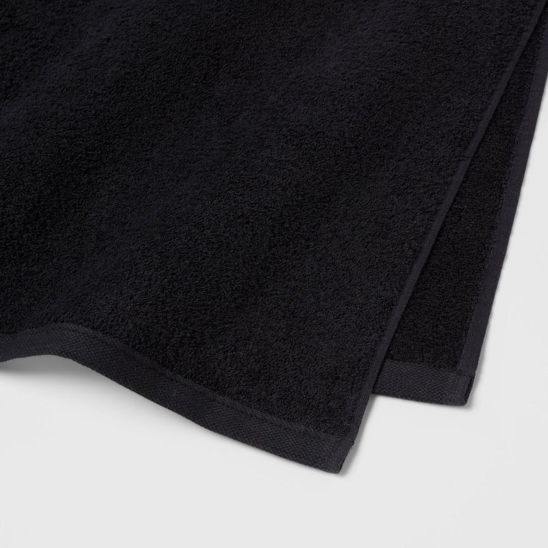slide 3 of 4, Everyday Bath Towel Black - Room Essentials™: Midweight Cotton, Machine Washable, Low Lint, OEKO-TEX Certified, 1 ct