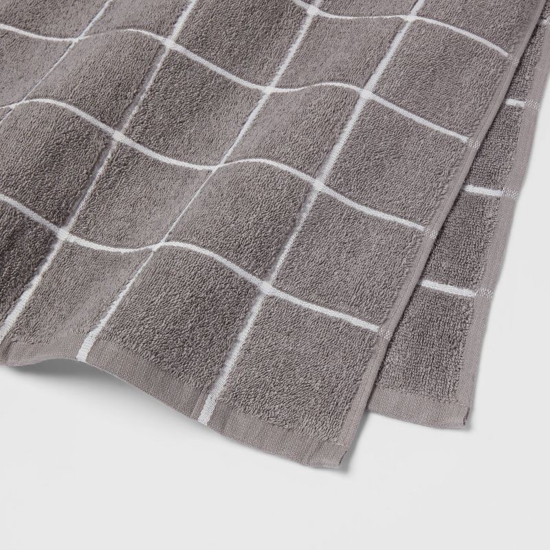 slide 3 of 4, Everyday Grid Bath Towel Dark Gray - Room Essentials™: Midweight Cotton Blend, Machine Washable, Low Lint, 1 ct
