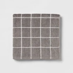 Everyday Grid Bath Towel Dark Gray - Room Essentials™: Midweight Cotton Blend, Machine Washable, Low Lint