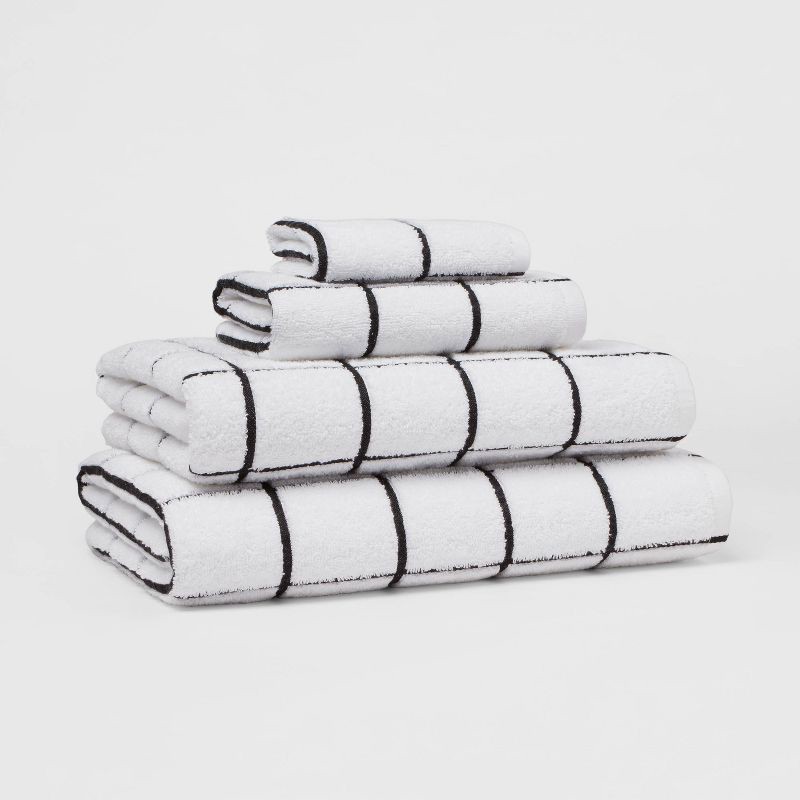 slide 4 of 4, Everyday Oversized Grid Bath Towel Black/White - Room Essentials™, 1 ct