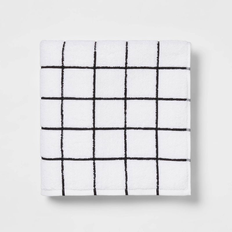 slide 1 of 4, Everyday Oversized Grid Bath Towel Black/White - Room Essentials™, 1 ct