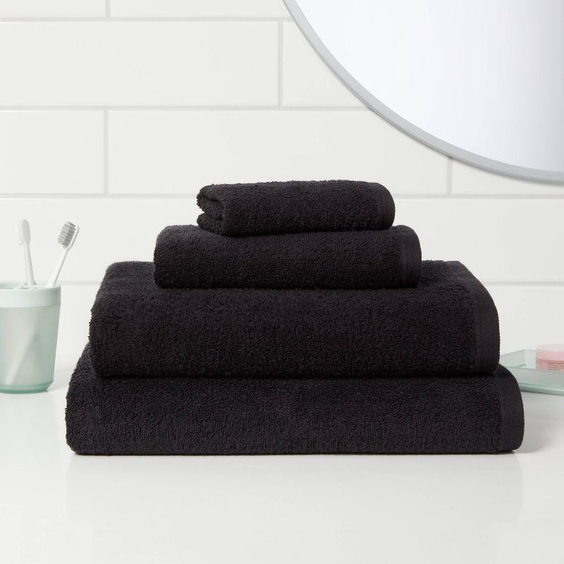 slide 2 of 4, Oversized Everyday Bath Towel Black - Room Essentials™: Cotton Terry, Midweight, Machine Washable, OEKO-TEX Certified, 1 ct