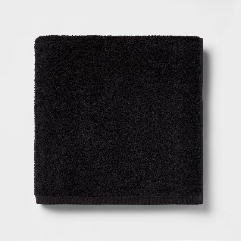 slide 1 of 4, Oversized Everyday Bath Towel Black - Room Essentials™: Cotton Terry, Midweight, Machine Washable, OEKO-TEX Certified, 1 ct