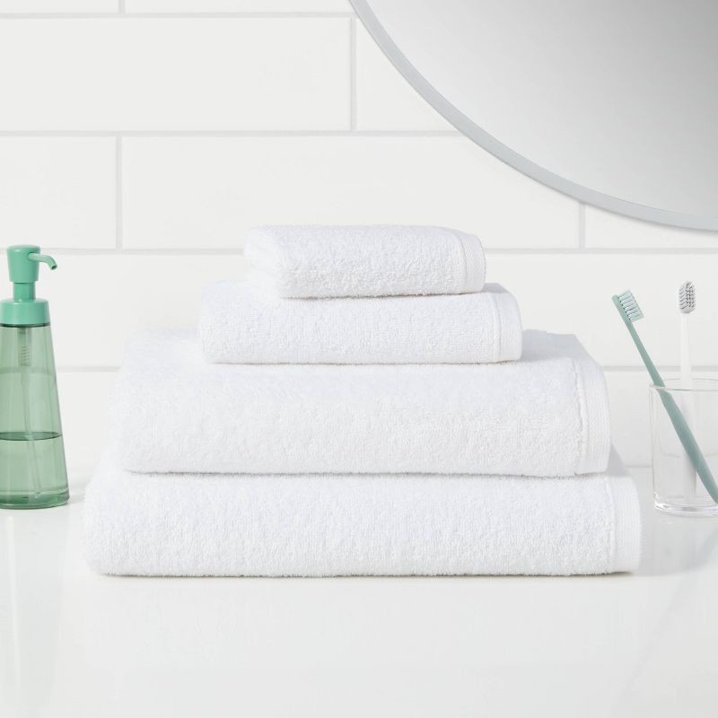 slide 2 of 4, Everyday Bath Towel White - Room Essentials™: 100% Cotton, Midweight 450-550 GSM, Machine Washable, OEKO-TEX Certified, 1 ct