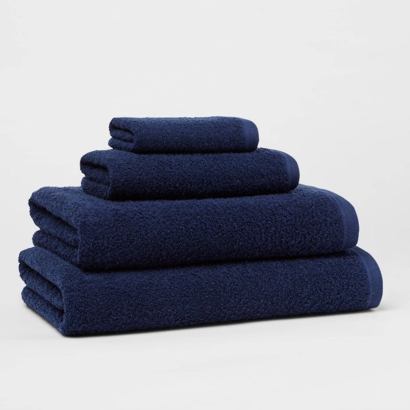 slide 4 of 4, Everyday Washcloth Navy - Room Essentials™: 100% Cotton, Low Lint, Machine Washable, Terry Cloth, 1 ct