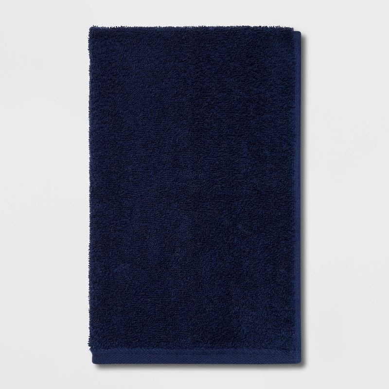 slide 1 of 4, Everyday Hand Towel Navy - Room Essentials™: Cotton Terry, Midweight, Machine Washable, OEKO-TEX Certified, 1 ct