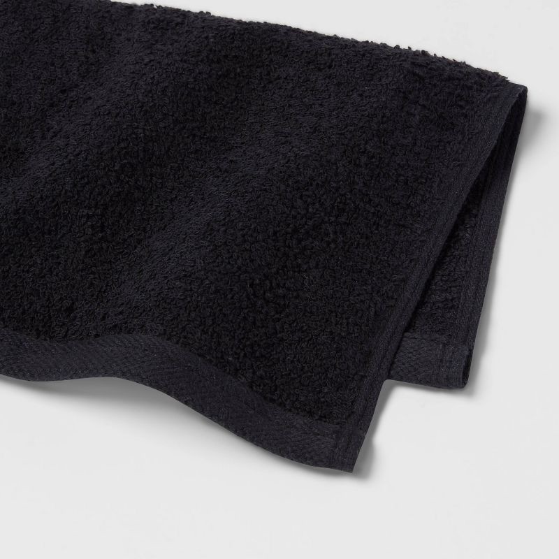 slide 3 of 4, Everyday Washcloth Black - Room Essentials™: Cotton Terry, Midweight, Machine Washable, OEKO-TEX Certified, 1 ct