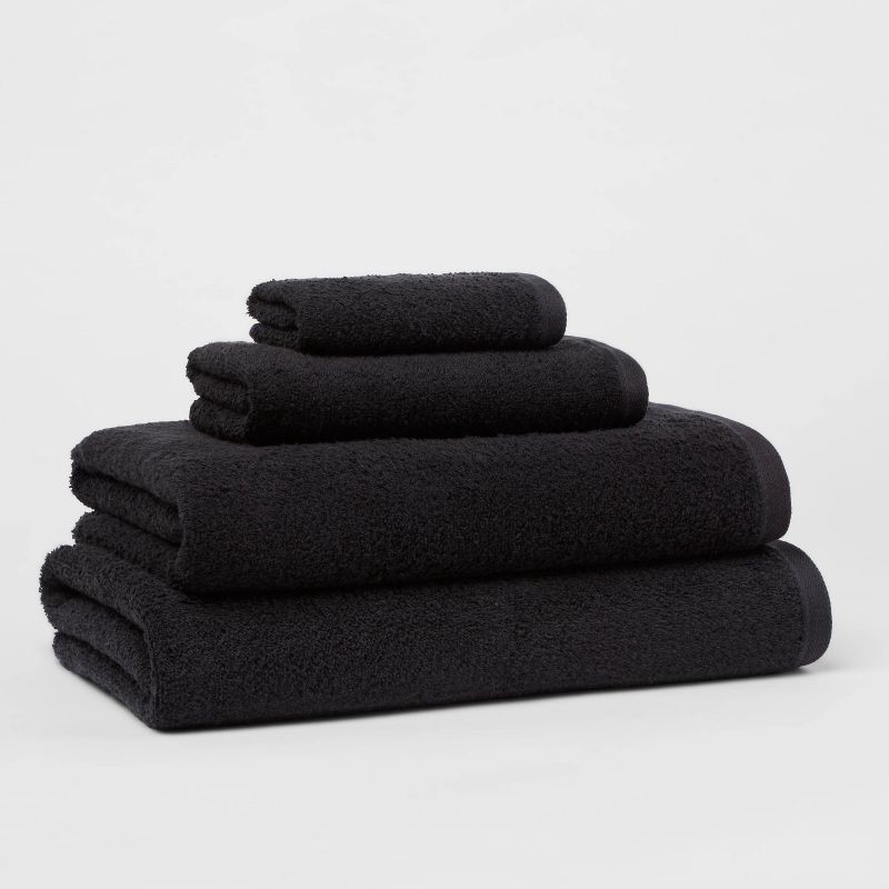 slide 4 of 4, Everyday Washcloth Black - Room Essentials™: Cotton Terry, Midweight, Machine Washable, OEKO-TEX Certified, 1 ct