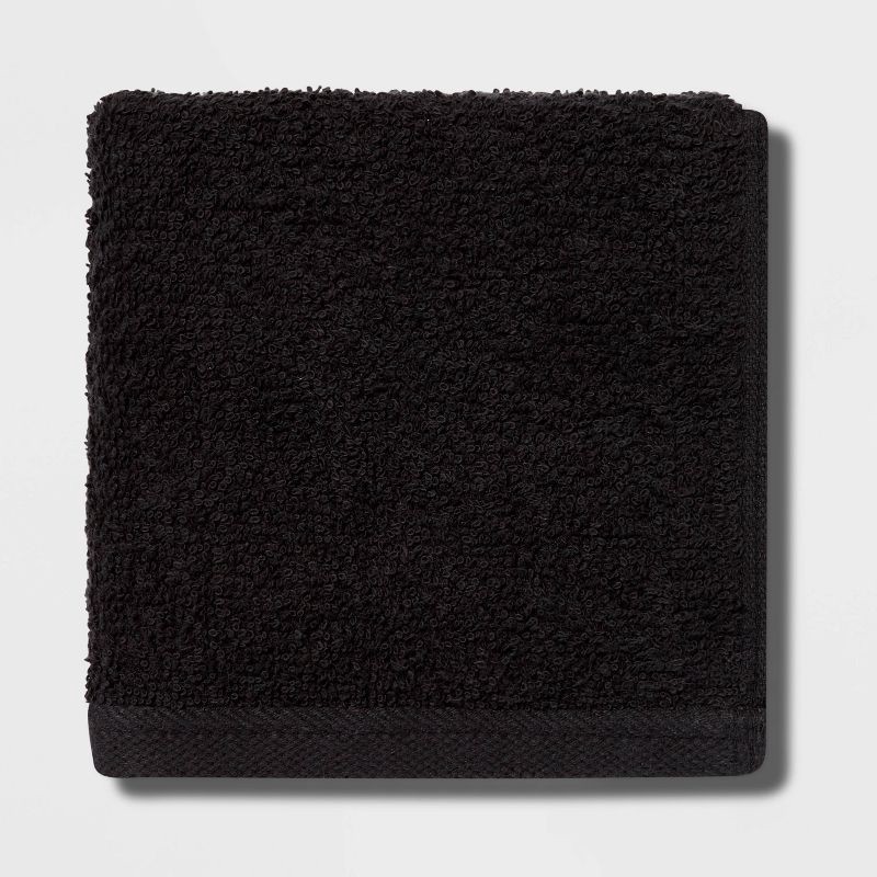 slide 1 of 4, Everyday Washcloth Black - Room Essentials™: Cotton Terry, Midweight, Machine Washable, OEKO-TEX Certified, 1 ct