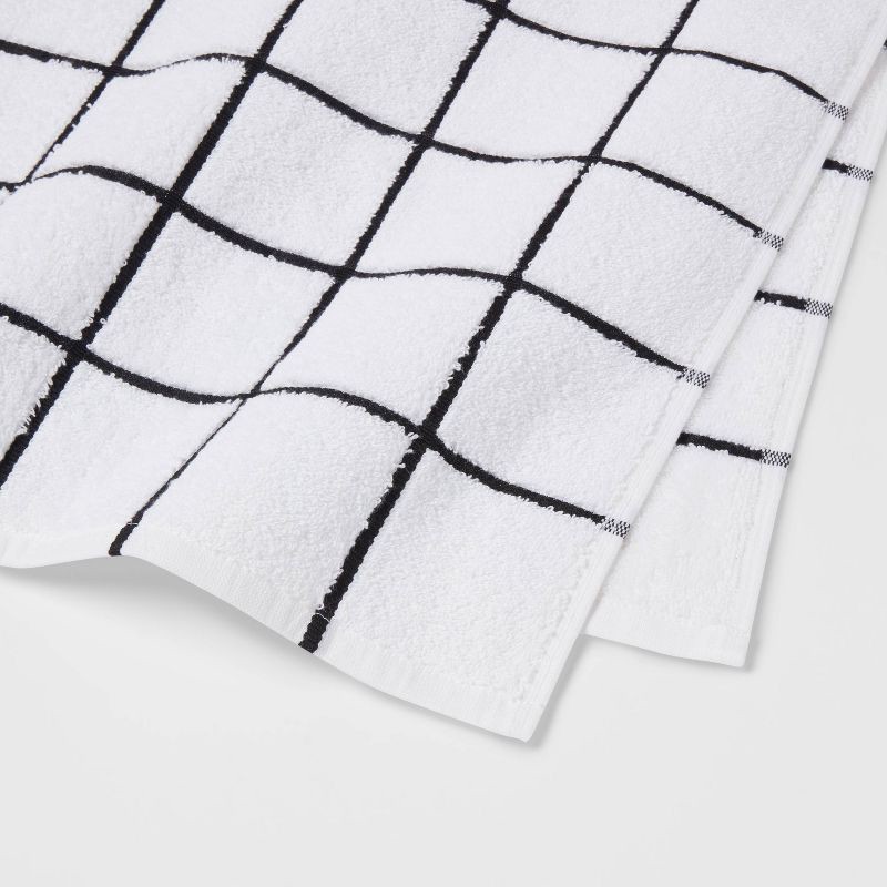 slide 3 of 4, Everyday Grid Bath Towel Black/White - Room Essentials™: Microfiber, Machine Washable, Non-Slip Backing, 1 ct