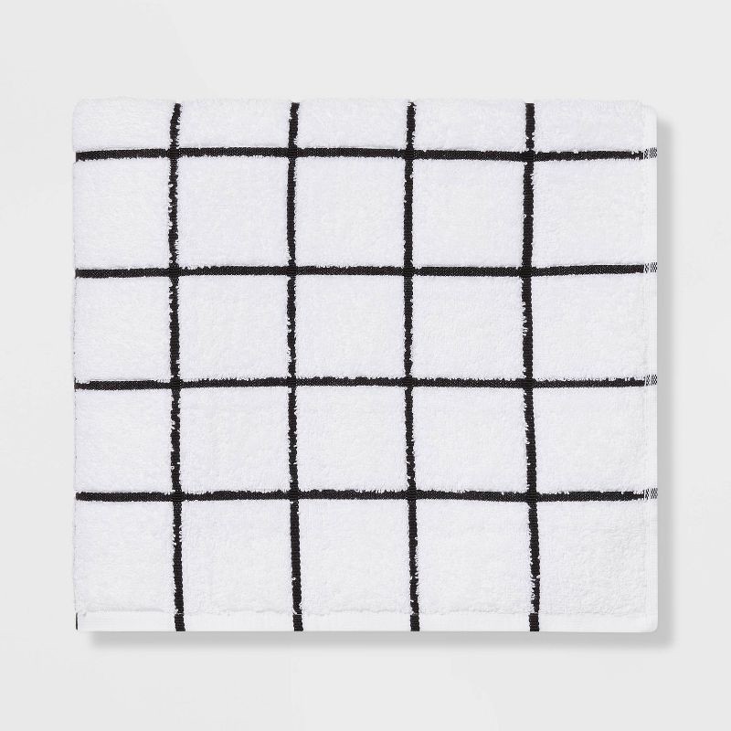 slide 1 of 4, Everyday Grid Bath Towel Black/White - Room Essentials™, 1 ct
