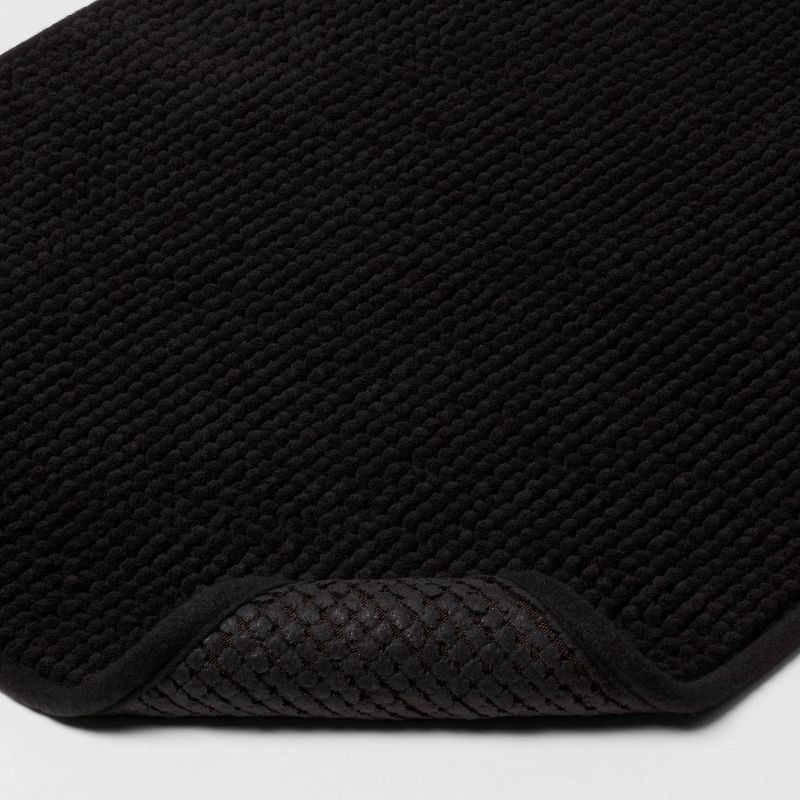 slide 3 of 7, 17"x24" Everyday Chenille Bath Rug Black - Room Essentials™: Machine Washable, Tufted Recycled Polyester, Non-Slip Backing, 1 ct